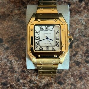 Gold-Tone Watch with Blue Accents